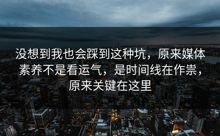 没想到我也会踩到这种坑,原来媒体素养不是看运气,是时间线在作祟,原来关键在这里 没想到我也会踩到这种坑,原来媒体素养不是看运气,是时间线在作祟,原来关键在这里