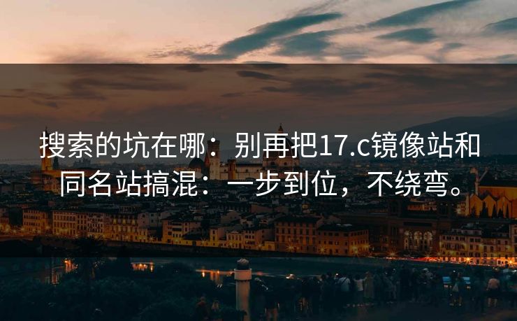 搜索的坑在哪:别再把17.c镜像站和同名站搞混:一步到位,不绕弯。 搜索的坑在哪:别再把17.c镜像站和同名站搞混:一步到位,不绕弯。