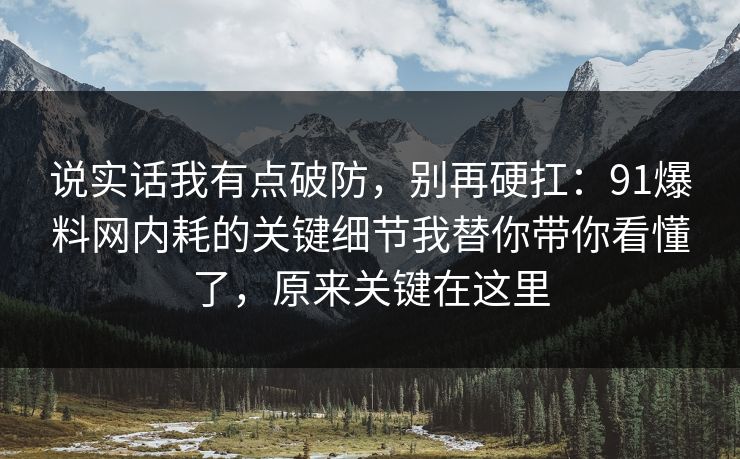 说实话我有点破防,别再硬扛:91爆料网内耗的关键细节我替你带你看懂了,原来关键在这里 说实话我有点破防,别再硬扛:91爆料网内耗的关键细节我替你带你看懂了,原来关键在这里