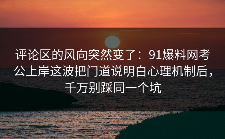 评论区的风向突然变了：91爆料网考公上岸这波把门道说明白心理机制后，千万别踩同一个坑