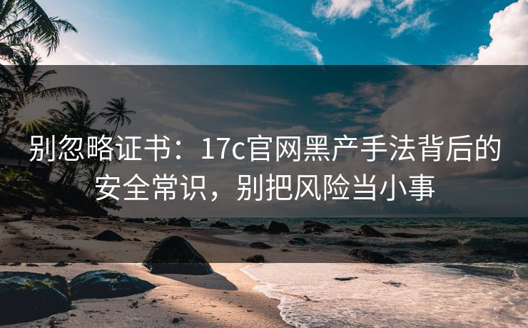 别忽略证书：17c官网黑产手法背后的安全常识，别把风险当小事