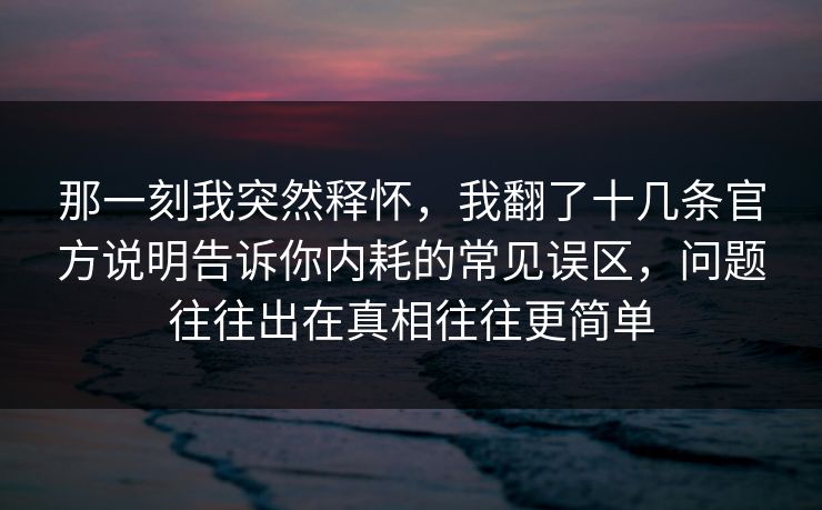 那一刻我突然释怀,我翻了十几条官方说明告诉你内耗的常见误区,问题往往出在真相往往更简单 那一刻我突然释怀,我翻了十几条官方说明告诉你内耗的常见误区,问题往往出在真相往往更简单