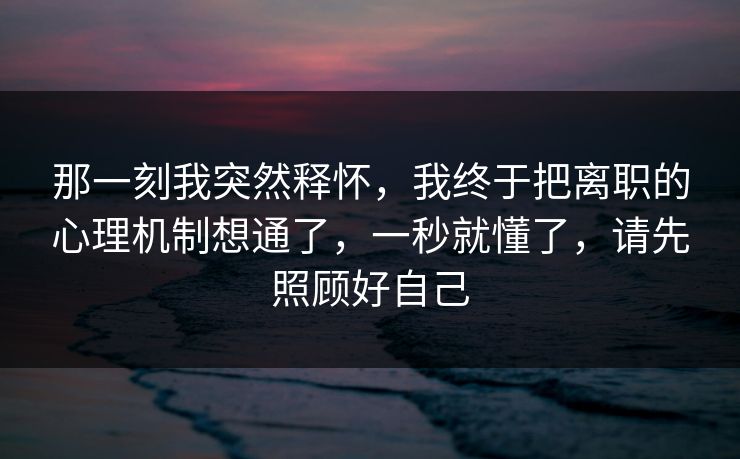 那一刻我突然释怀，我终于把离职的心理机制想通了，一秒就懂了，请先照顾好自己
