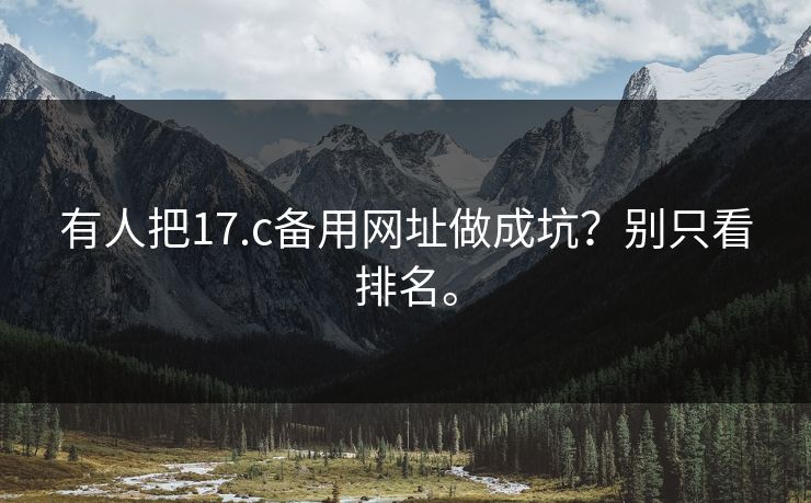 有人把17.c备用网址做成坑？别只看排名。