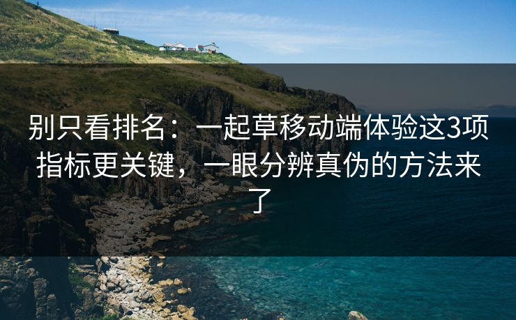 别只看排名：一起草移动端体验这3项指标更关键，一眼分辨真伪的方法来了
