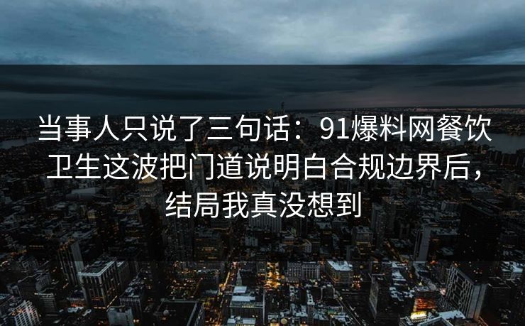 当事人只说了三句话：91爆料网餐饮卫生这波把门道说明白合规边界后，结局我真没想到