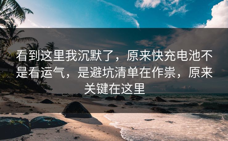 看到这里我沉默了，原来快充电池不是看运气，是避坑清单在作祟，原来关键在这里