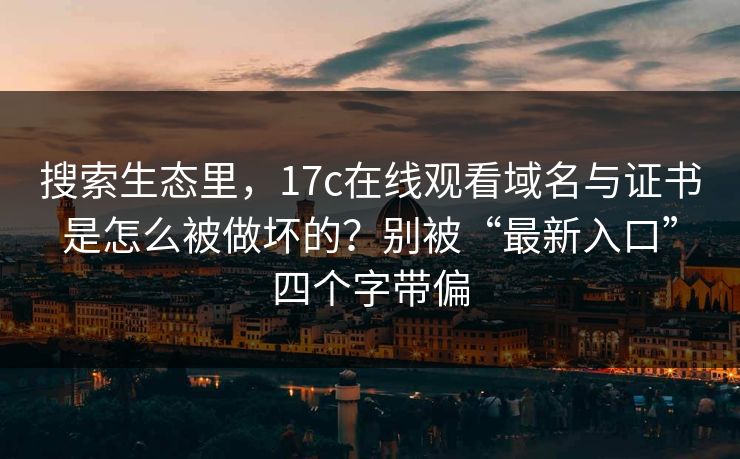 搜索生态里,17c在线观看域名与证书是怎么被做坏的?别被“最新入口”四个字带偏 搜索生态里,17c在线观看域名与证书是怎么被做坏的?别被“最新入口”四个字带偏