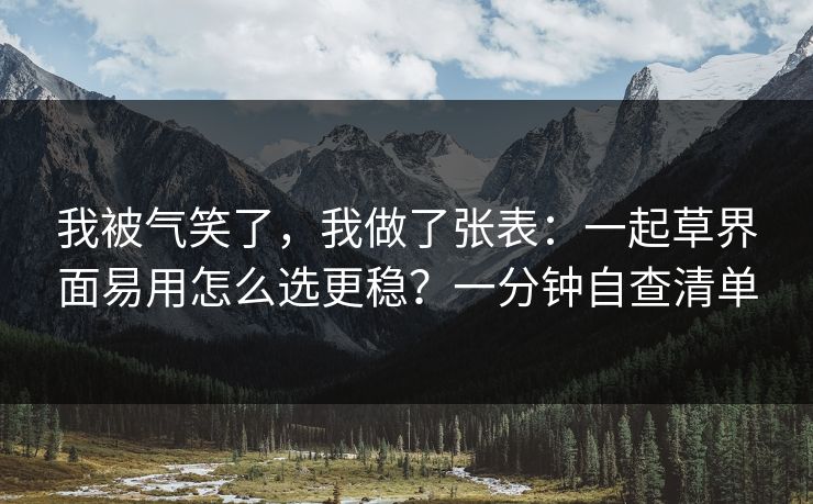 我被气笑了，我做了张表：一起草界面易用怎么选更稳？一分钟自查清单