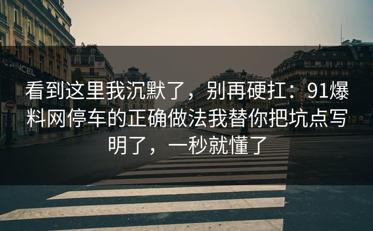 看到这里我沉默了，别再硬扛：91爆料网停车的正确做法我替你把坑点写明了，一秒就懂了
